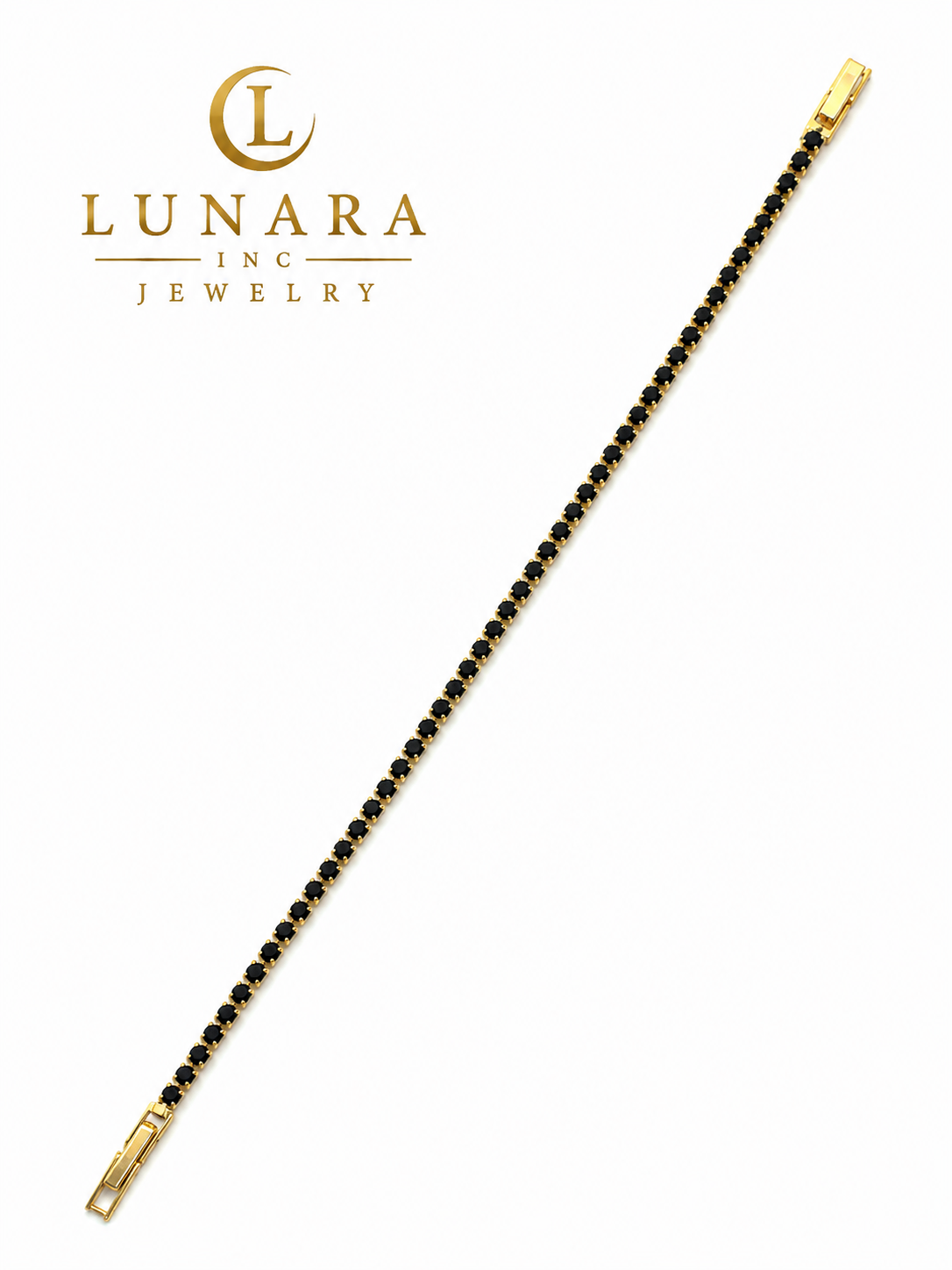 Black Onyx Gold Tennis Bracelet