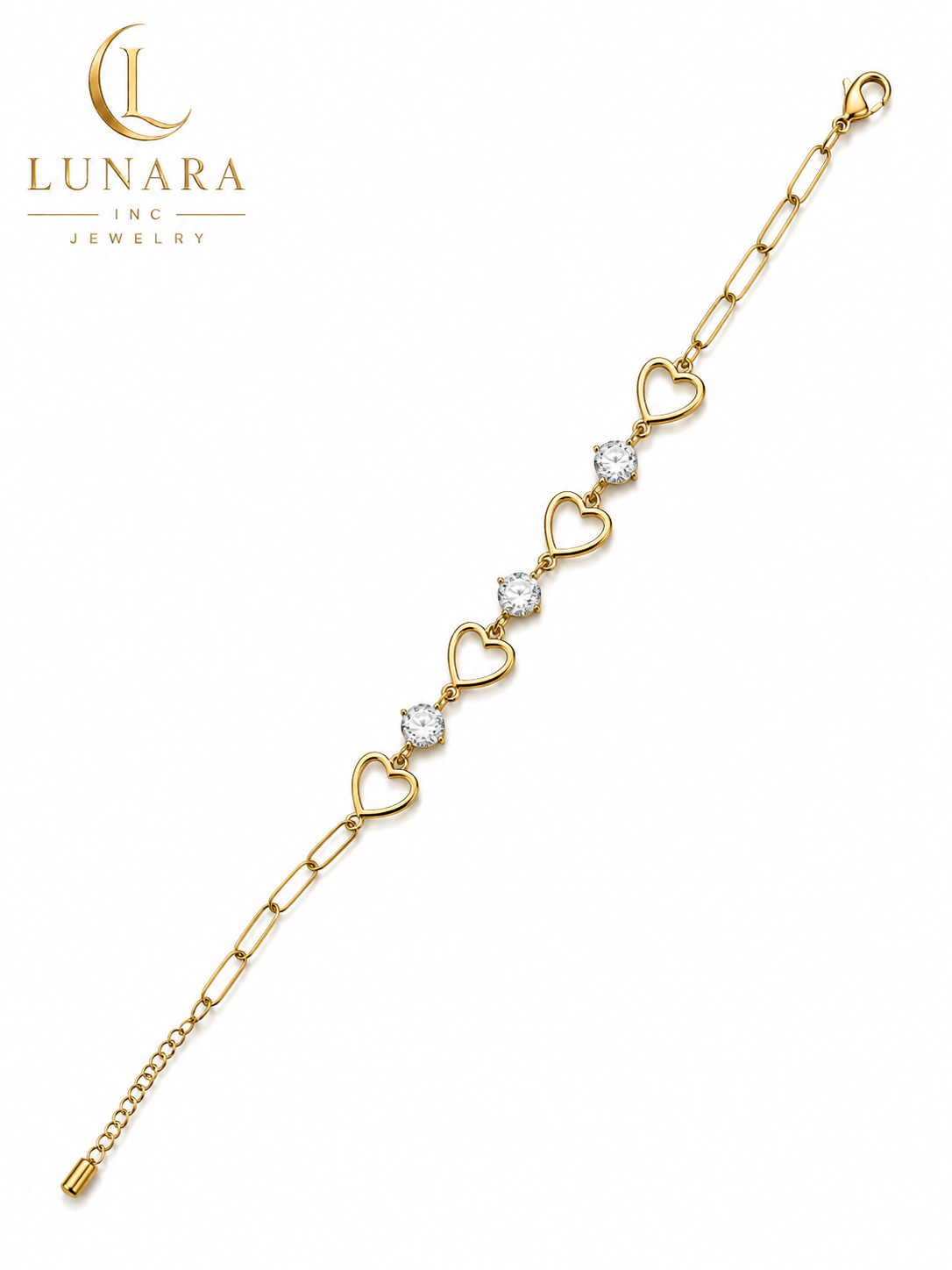 Heart Sparkle Gold Bracelet