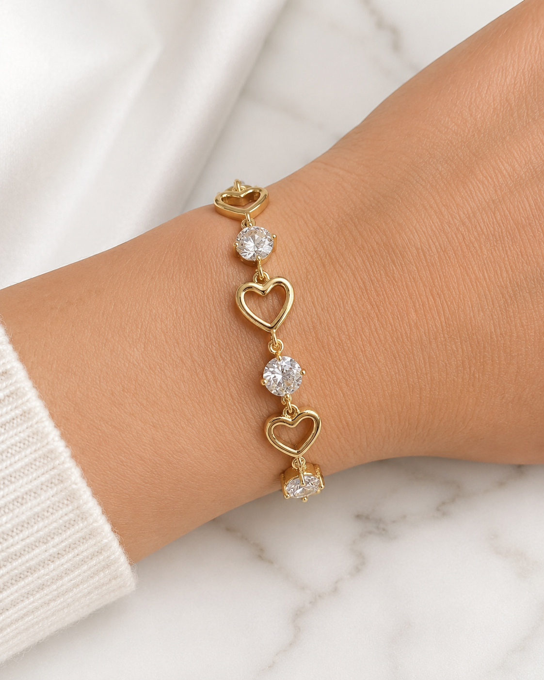 Heart Sparkle Gold Bracelet