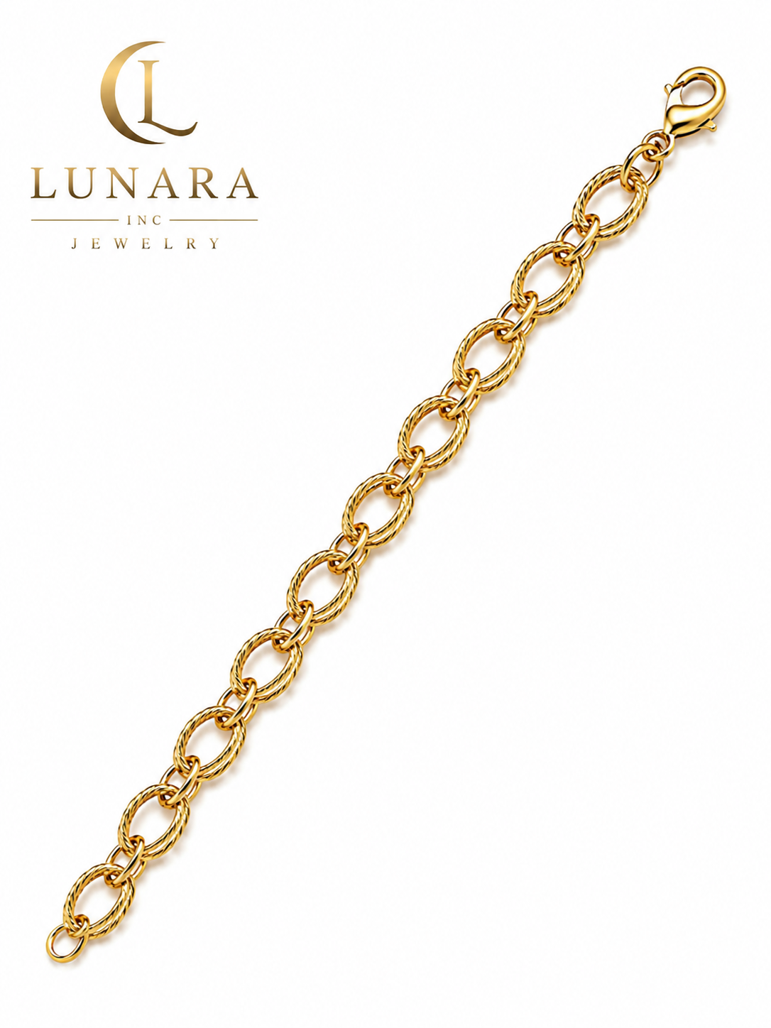 Double Interlocking Textured Link Gold Bracelet ✨