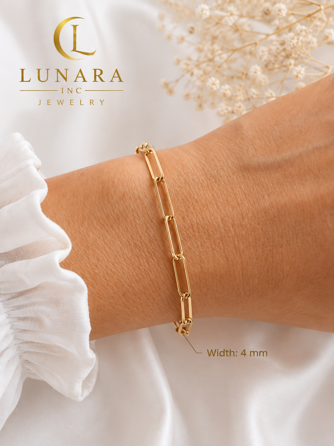 Classic Paperclip Link Gold Bracelet – 4mm & 5mm ✨