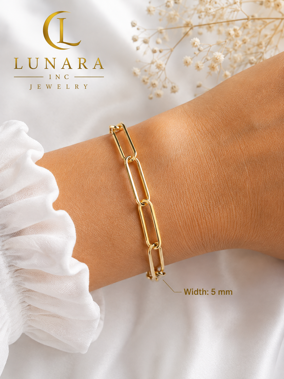 Classic Paperclip Link Gold Bracelet – 4mm & 5mm ✨