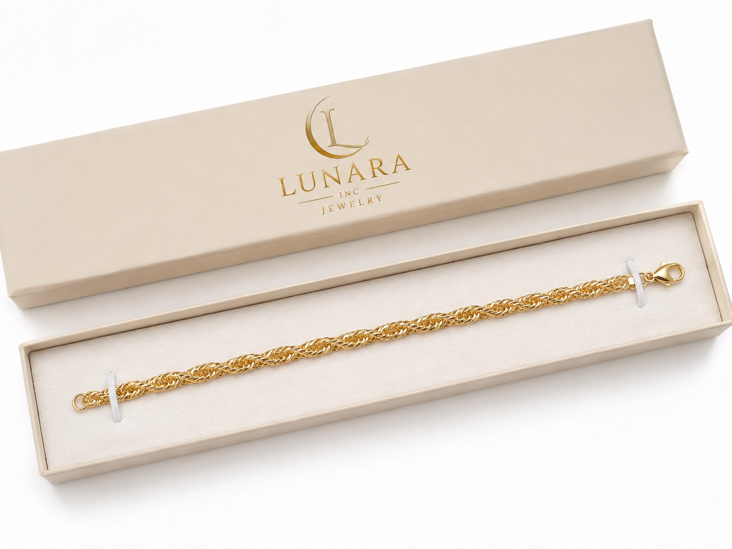 Lunara Gold Rope Bracelet – 6mm