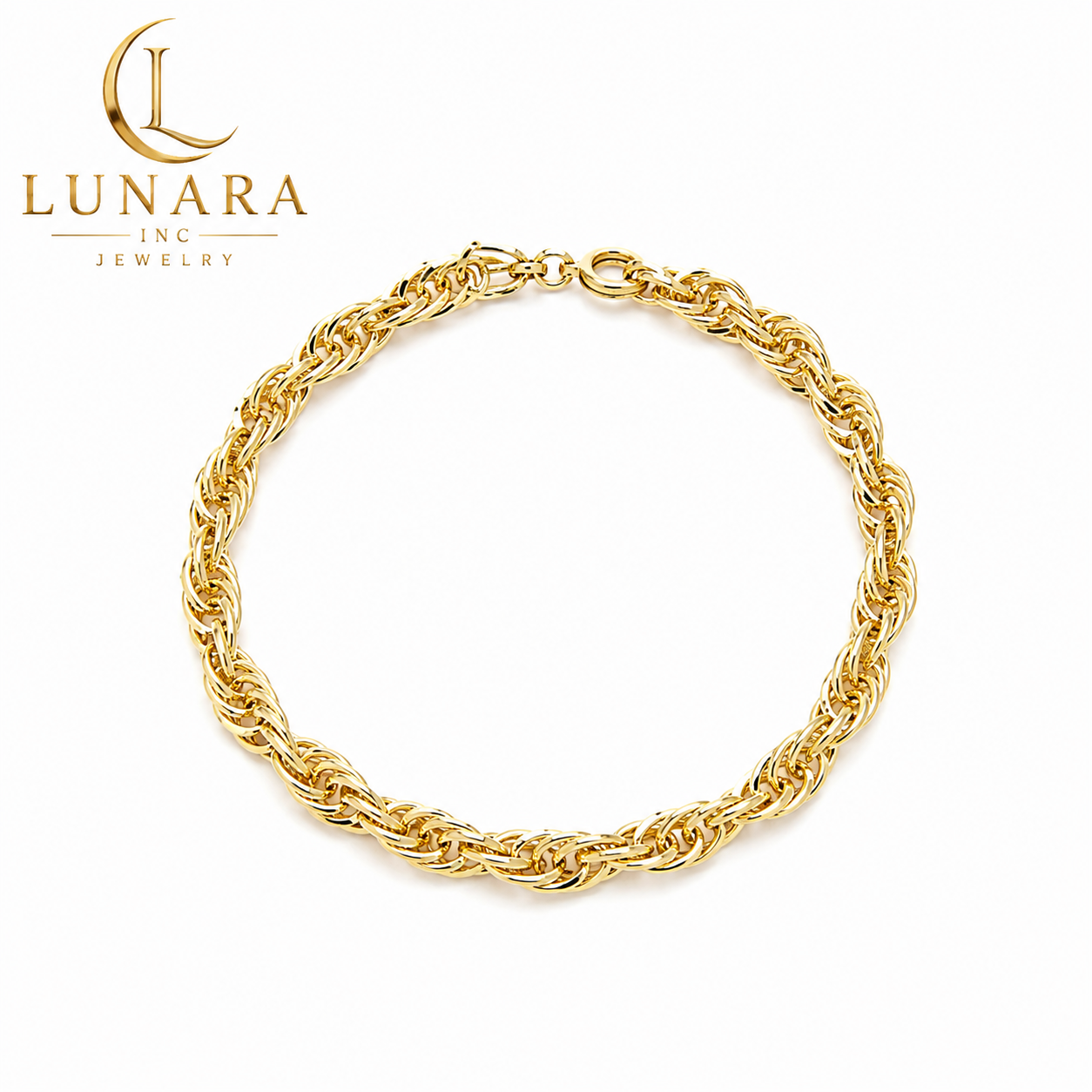 Lunara Gold Rope Bracelet – 6mm