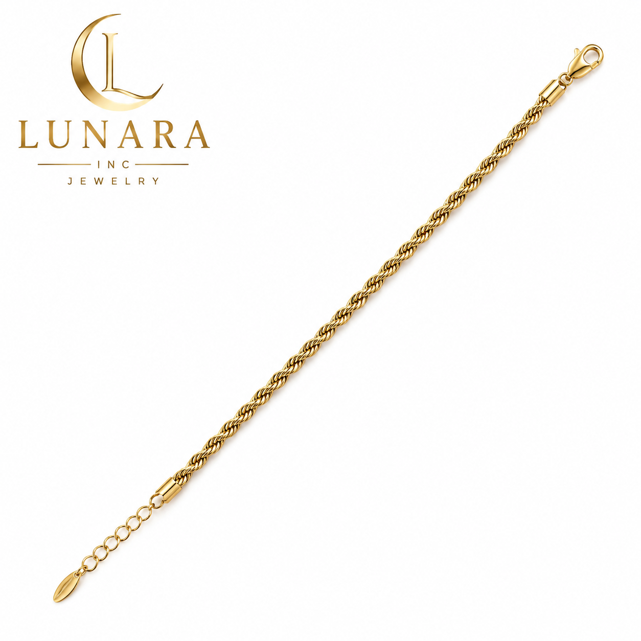 Lunara Delicate Gold Rope Bracelet – 4mm