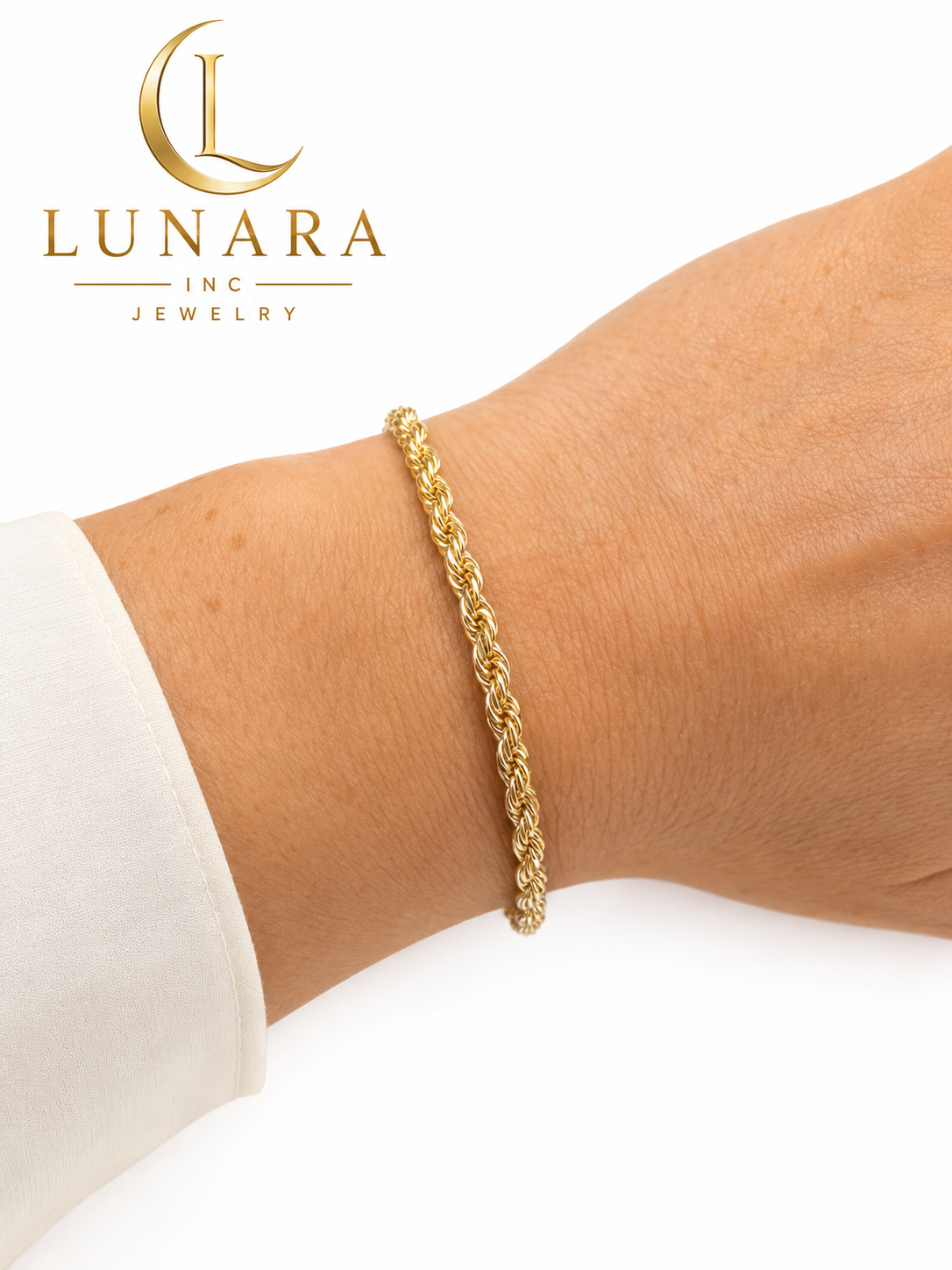 Lunara Delicate Gold Rope Bracelet – 4mm