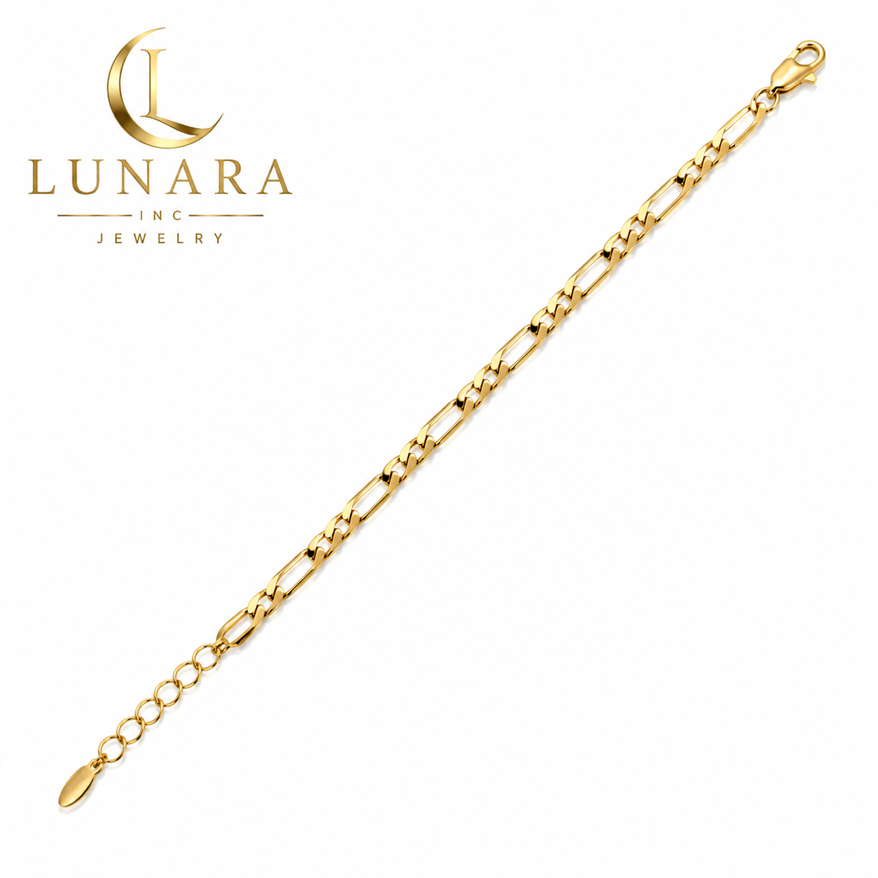 Lunara Bold Figaro Link Bracelet – 7mm