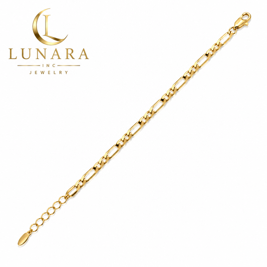 Lunara Bold Figaro Link Bracelet – 7mm