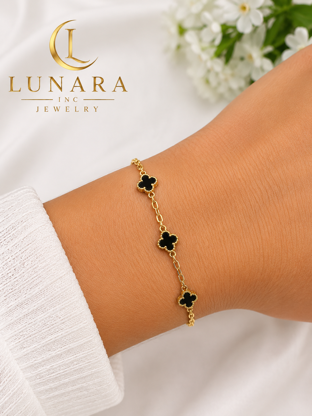 Lunara Mini Black Clover Bracelet