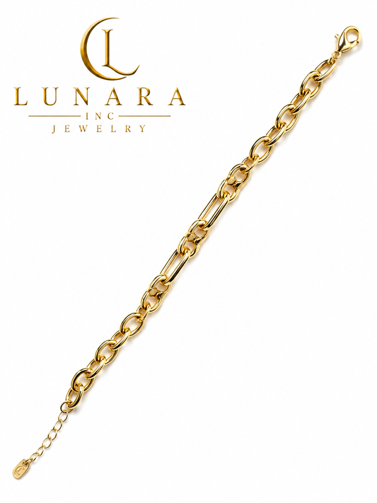 Lunara Statement Mixed Link Gold Bracelet