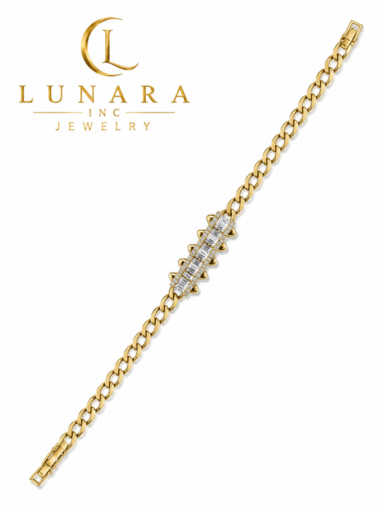 Lunara Baguette Zirconia Statement Bracelet