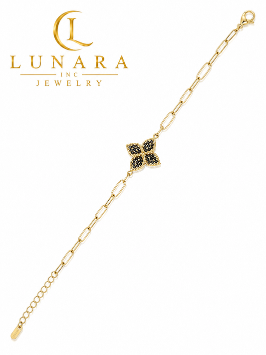 Lunara Black Clover Paperclip Bracelet