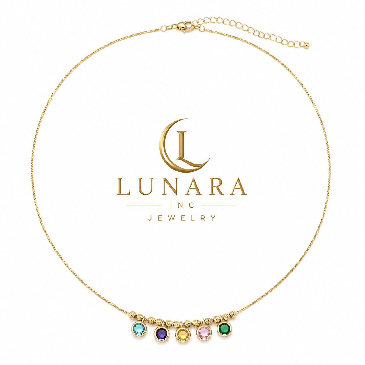 Multicolor Gemstone Disc Charm Necklace