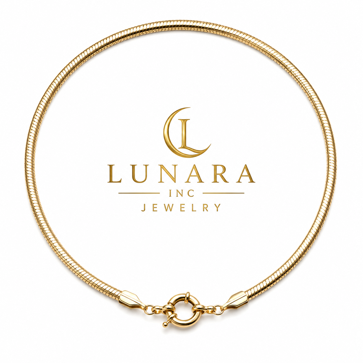 Gold Snake Chain Front Clasp Necklace