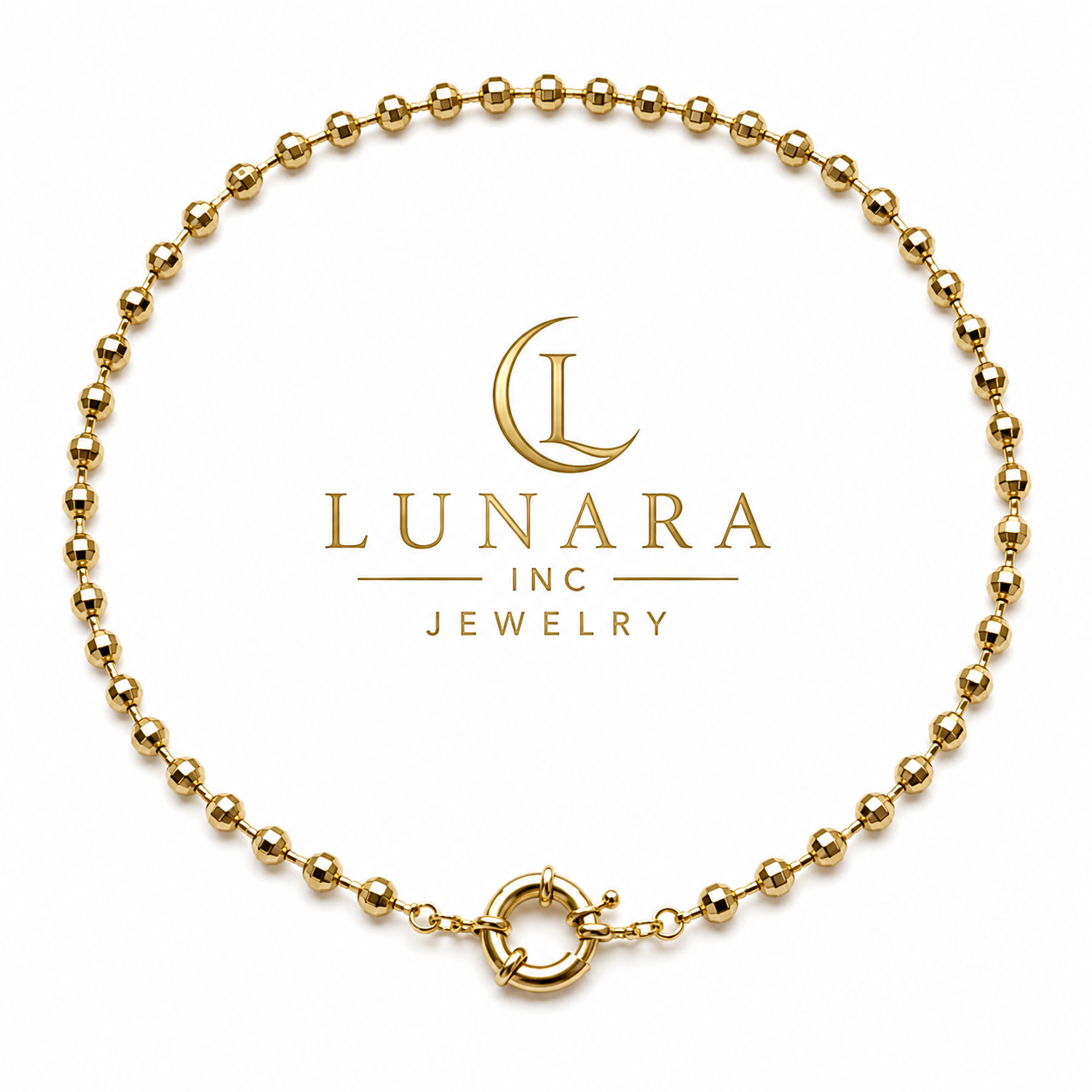 Faceted Gold Bead Front Clasp Necklace