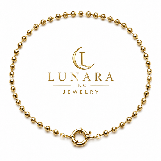 Faceted Gold Bead Front Clasp Necklace