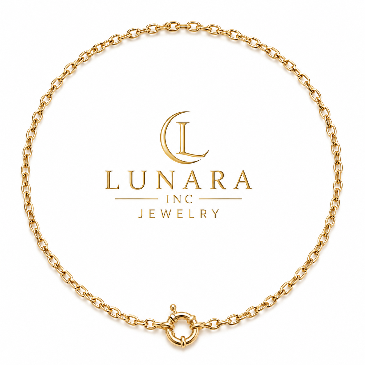 Gold Oval Link Front Clasp Necklace