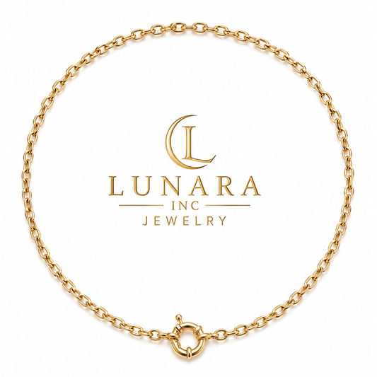 Gold Oval Link Front Clasp Necklace
