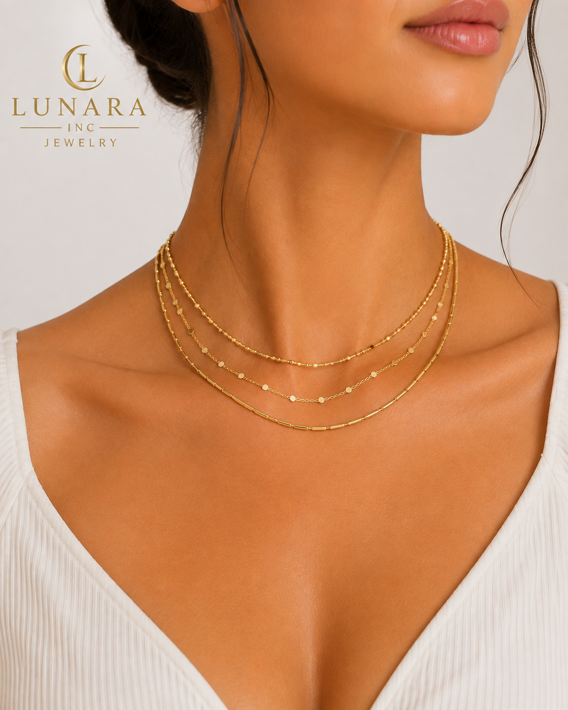 Triple Layer Gold Chain Necklace