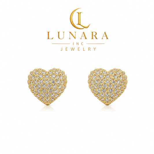 ✨ Classic Pavé Heart Stud Earrings