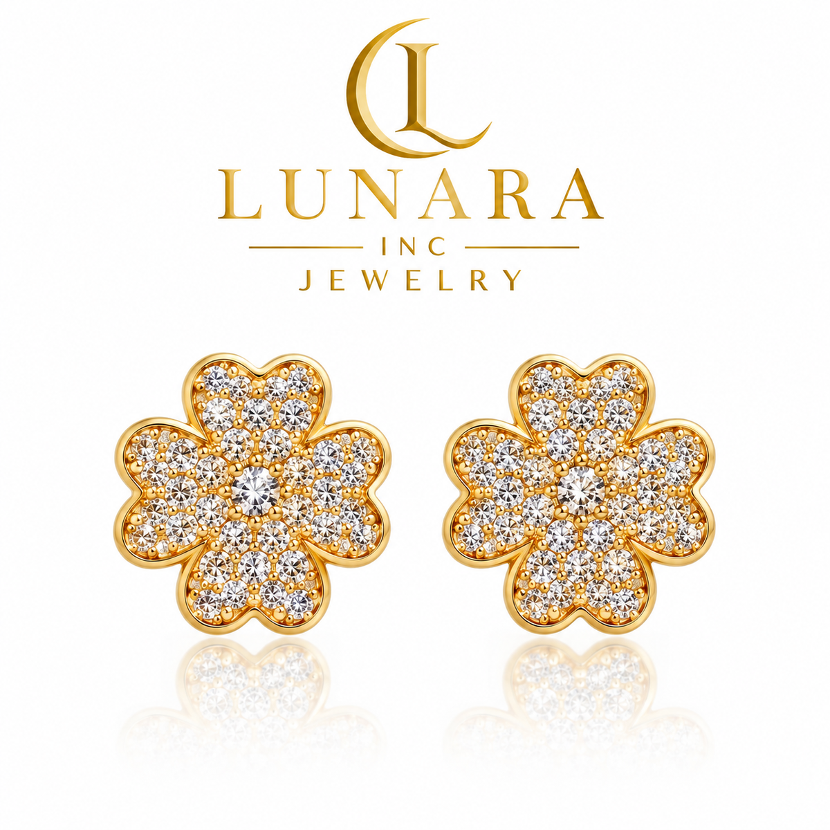 ✨ Golden Blossom Pavé Stud Earrings