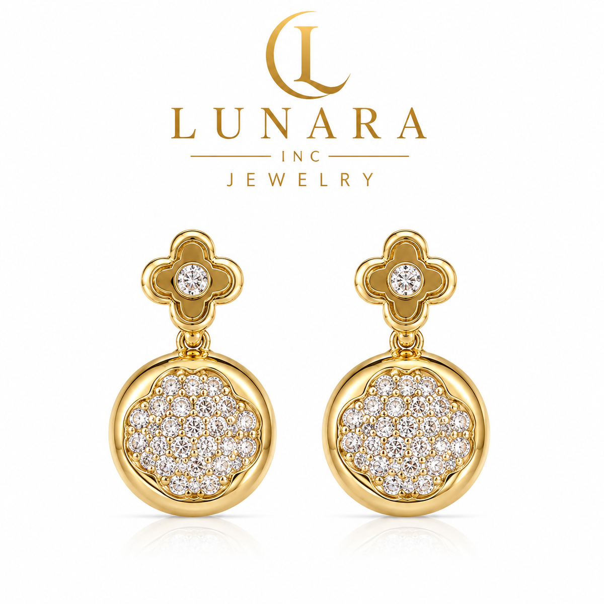 ✨ Clover & Pavé Drop Earrings