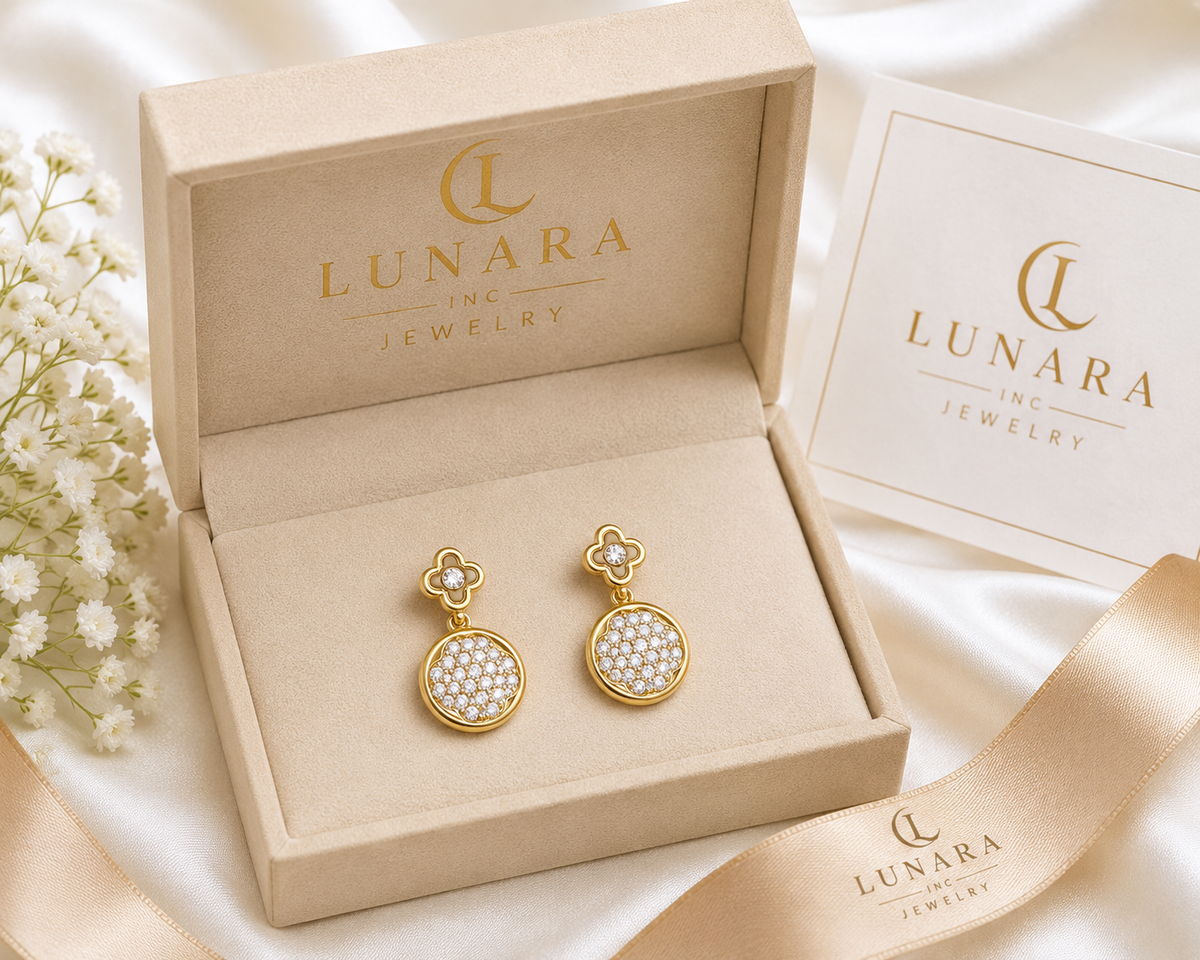 ✨ Clover & Pavé Drop Earrings