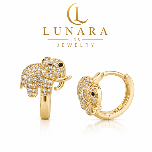 ✨ Lucky Elephant Sparkle Huggie Earrings