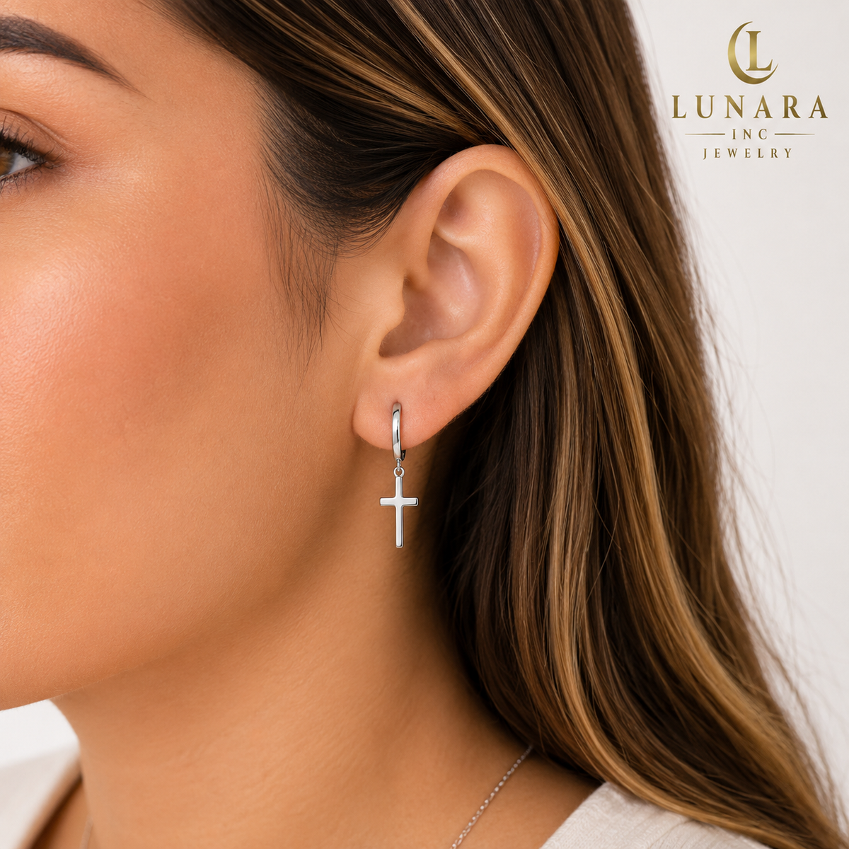 ✨ Classic Cross Huggie Earrings – Gold & Silver