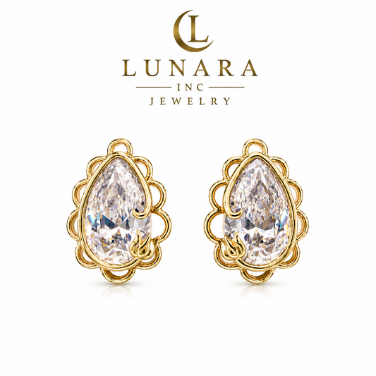 ✨ Crystal Teardrop Filigree Earrings