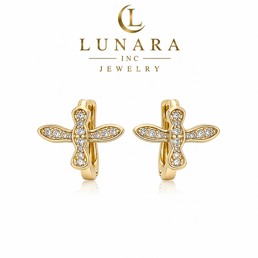 ✨ Sparkling Cross Huggie Earrings