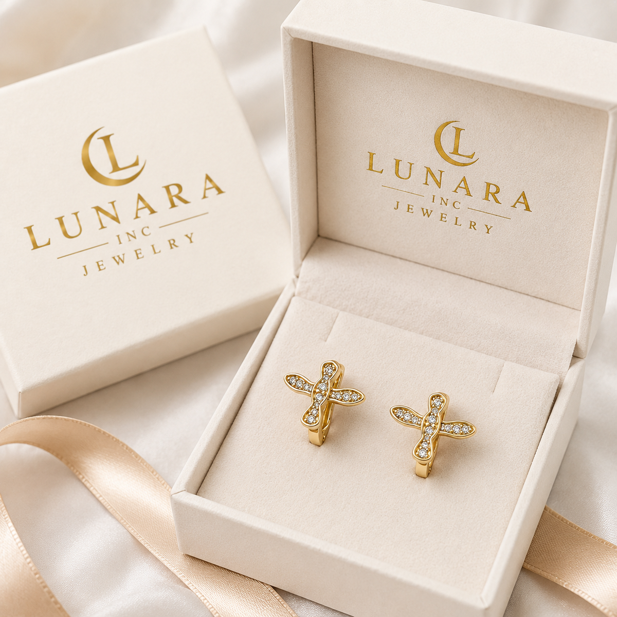 ✨ Sparkling Cross Huggie Earrings