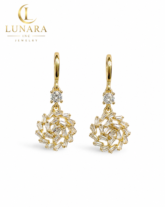 Radiant Baguette Blossom Drop Earrings