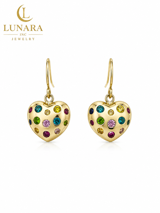 Rainbow Love Heart Drop Earrings