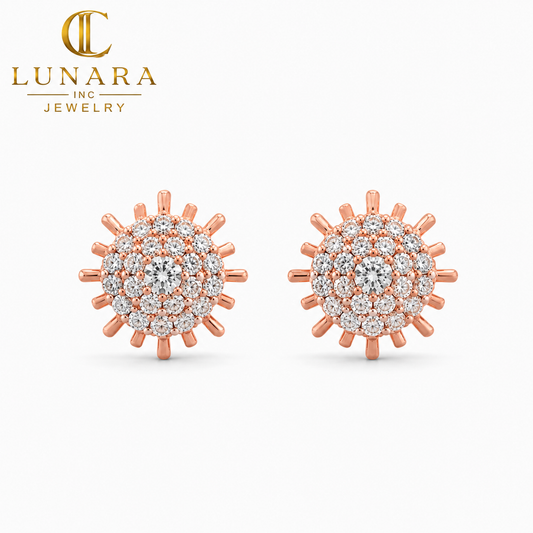 Rose Gold Sunburst Crystal Stud Earrings ✨