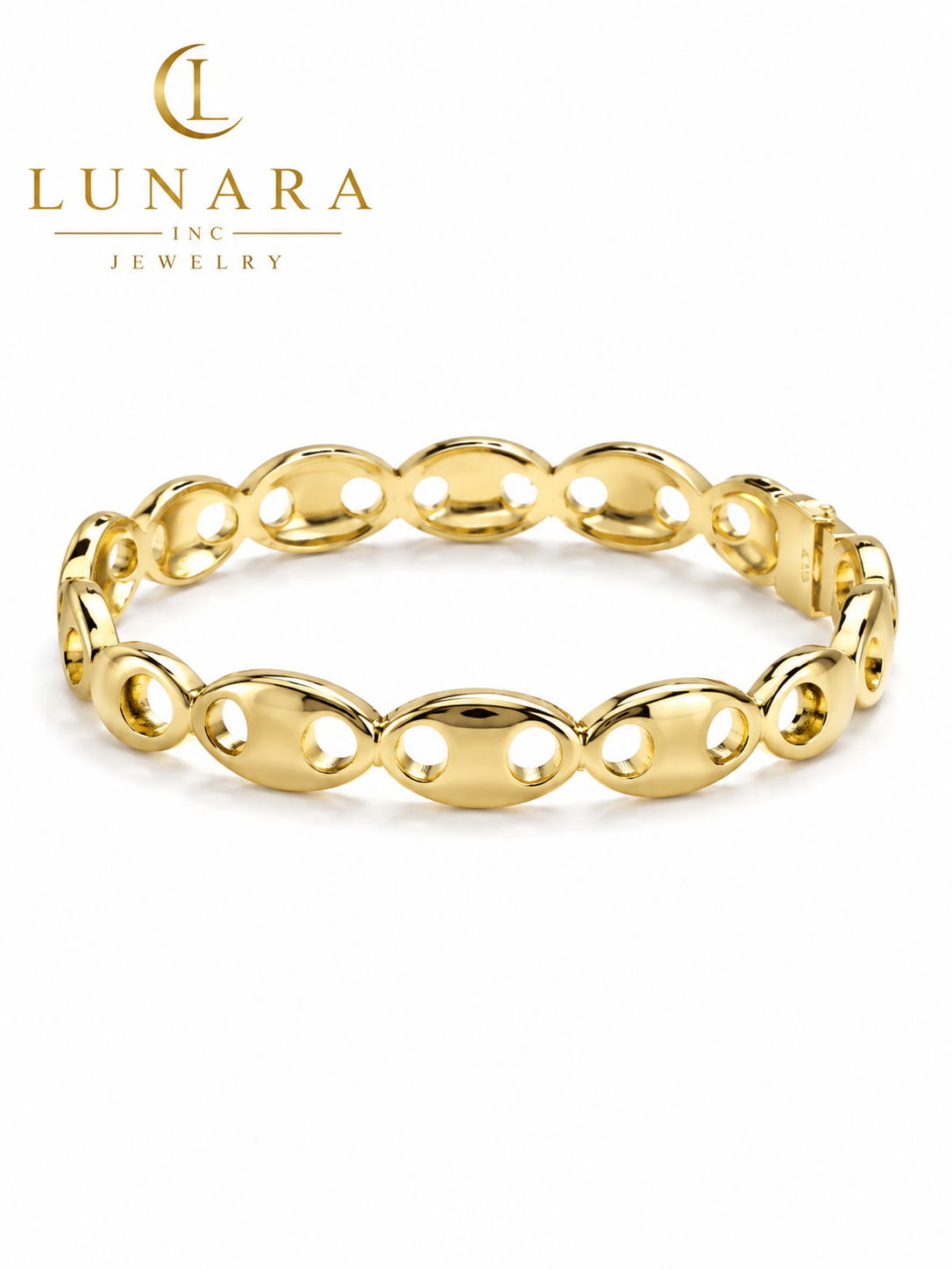 ✨ Open Oval Link Gold Bangle