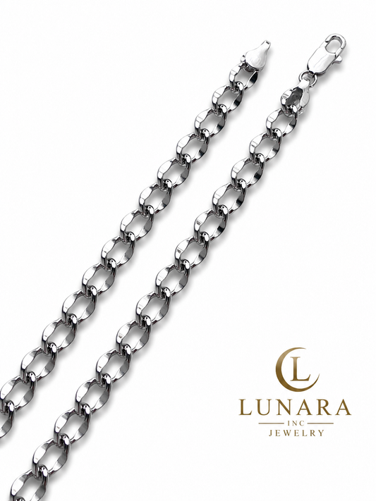 Diamond-Cut Silver Oval Link Chain