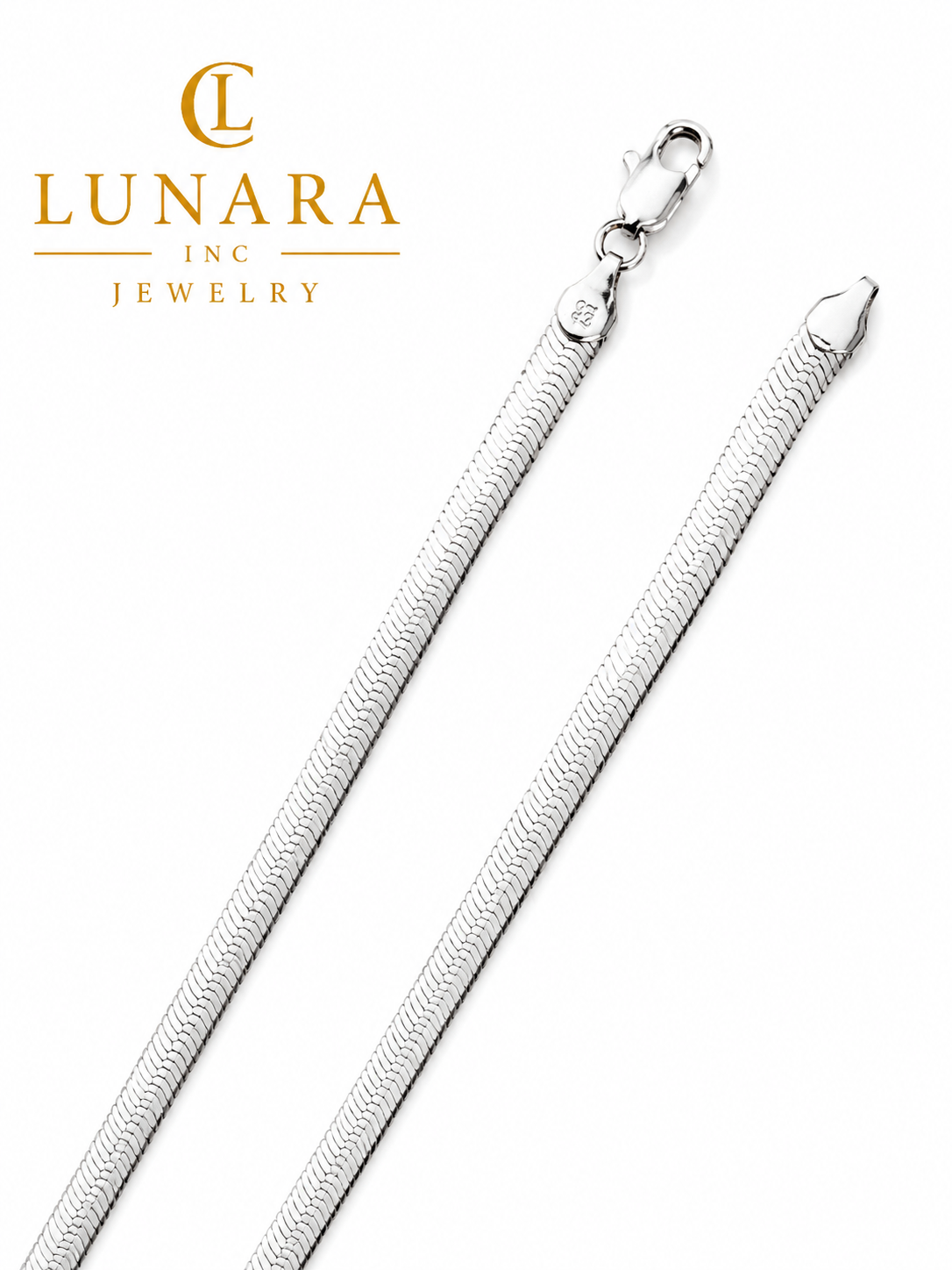 Silver Stainless Steel Herringbone Snake Chain Necklace – 5mm | Elegant Flat Chain