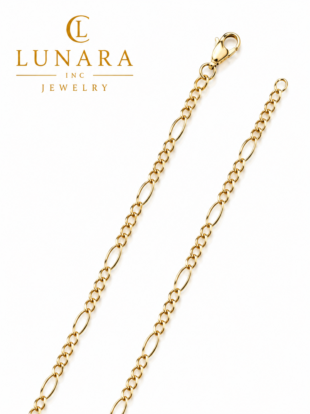 14K Gold Figaro Chain Necklace – Classic Italian Style for Women