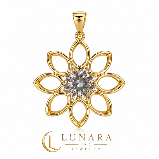 Crystal Bloom Gold Pendant