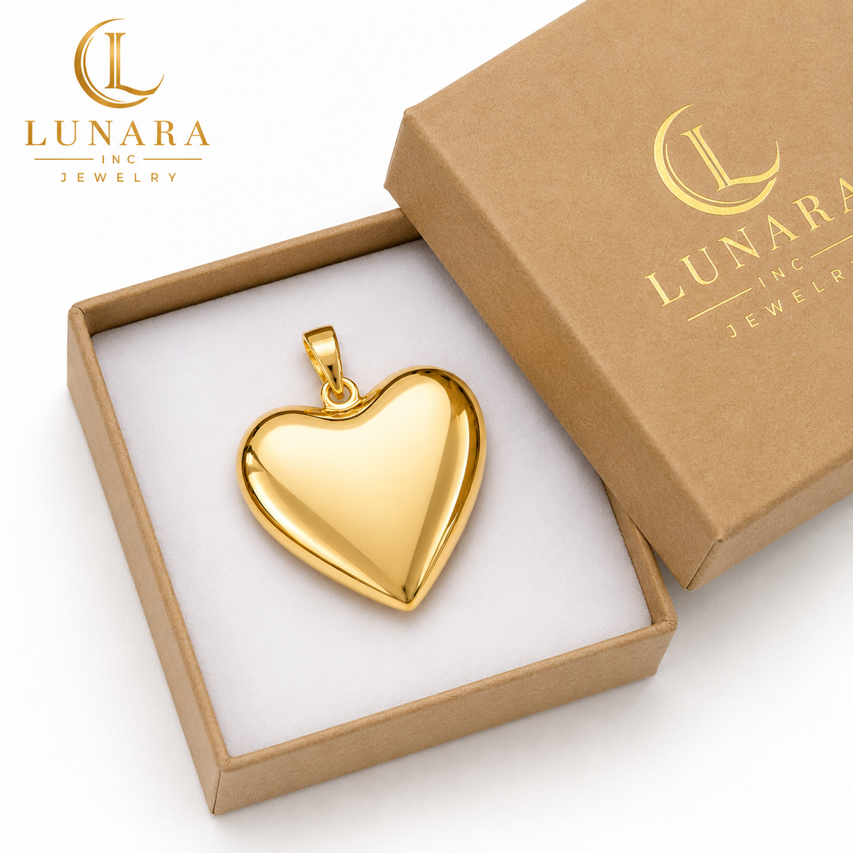 Puffy Heart Gold Pendant