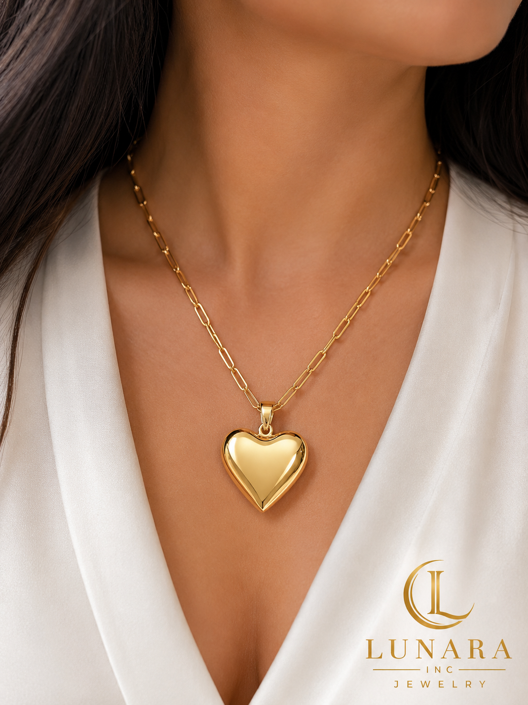 Puffy Heart Gold Pendant