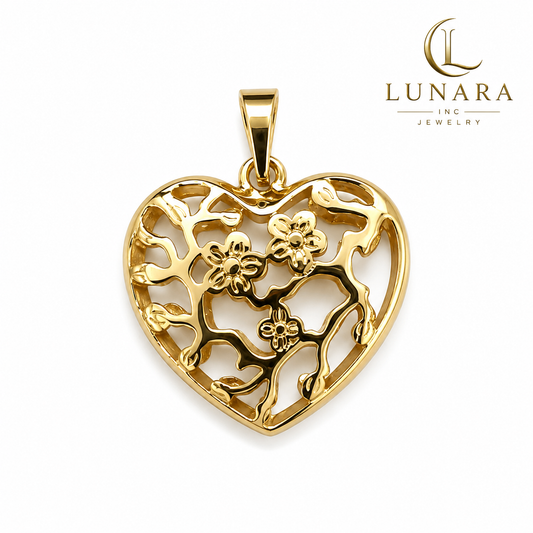 Puffy Floral Heart Pendant