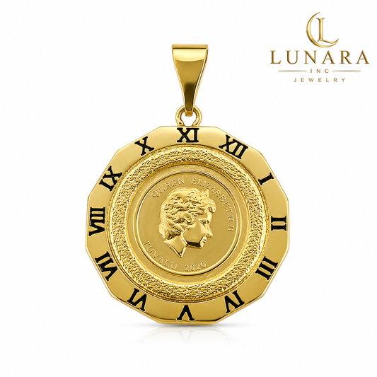 Roman Numeral Queen Coin Pendant