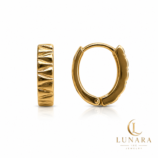 Golden Radiance Textured Huggie Earrings