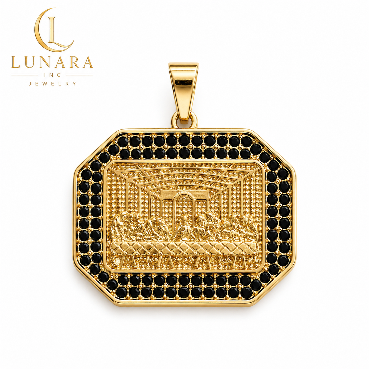 Last Supper Black Crystal Pendant