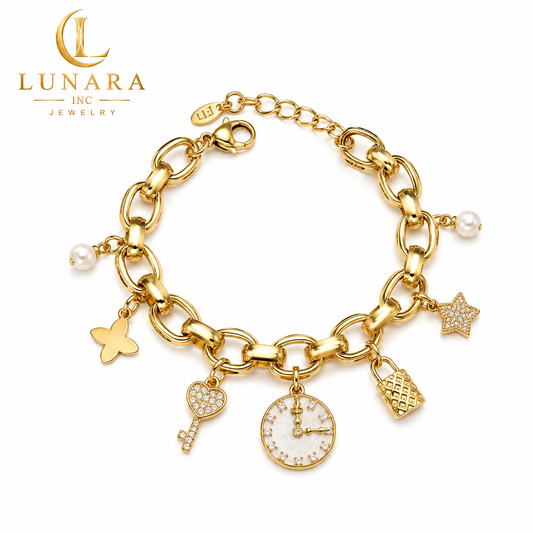 Golden Charm Story Bracelet