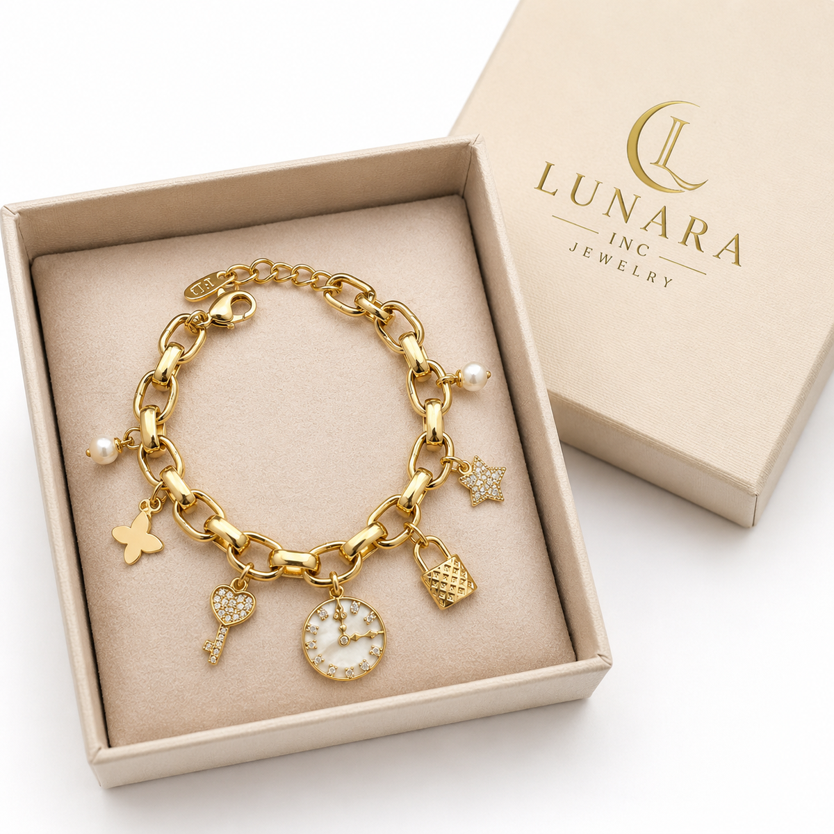 Golden Charm Story Bracelet