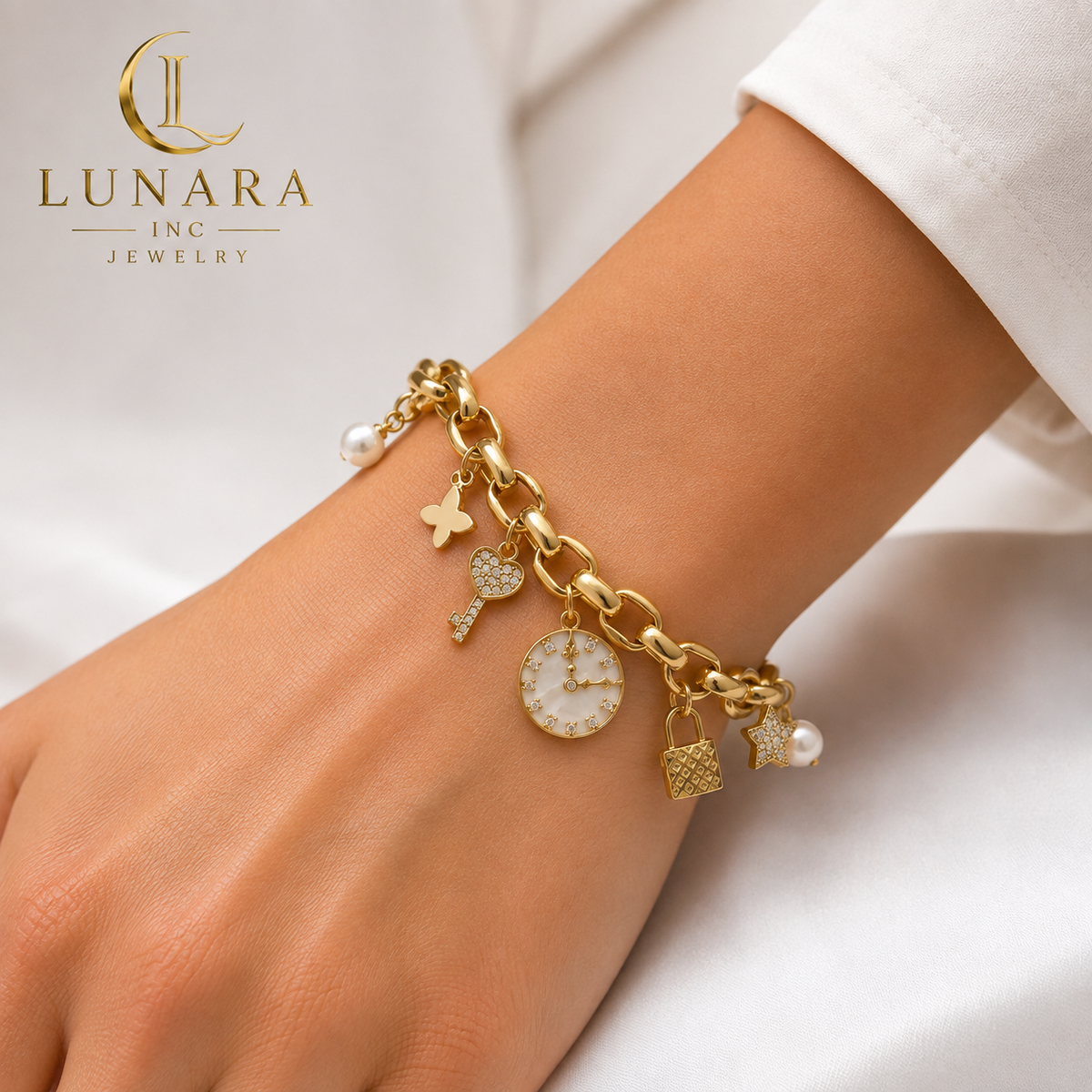 Golden Charm Story Bracelet