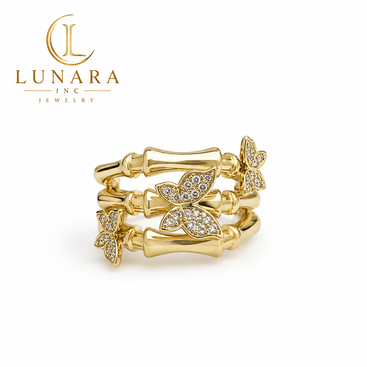 Lunara Golden Butterfly Statement Ring
